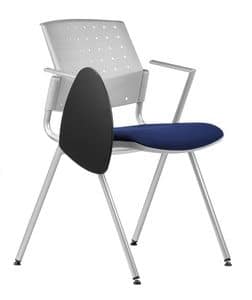 NESTING DELFIBRIO 065 TDX, Chair with padded seat, metal base, writing tablet
