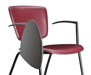 VEKTATOP 122 TDX, Chair in metal and leather, with writing tablet