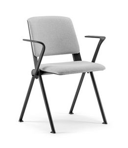 Clio Soft 02, Chair in plastic material with armrests, padded
