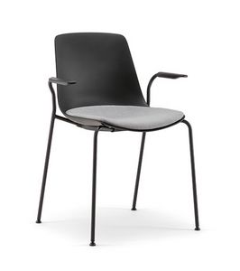 Java Cover 02 P, Metal chair with armrests, with cushion
