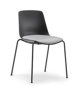 Java Cover 02 S, Chair with metal legs, plastic shell, with cushion