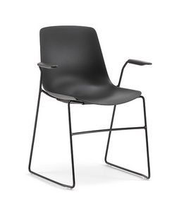 Java Plastic 01 P, Chair with sled base, plastic monocoque, with armrests