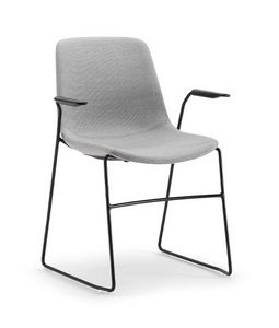 Java Soft 01 P, Metal chair with sled base, with armrests, padded
