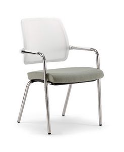 Kos White Air 02, Chair with mesh backrest, for office, waiting areas and meetings
