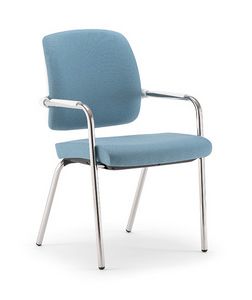 Kos White Soft 02, 4-legged metal chair, padded, with white plastic