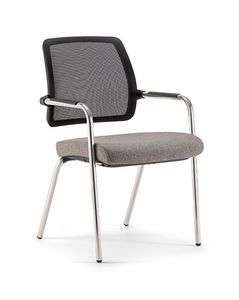 Kos Air 02, Chair with metal armrests, mesh backrest