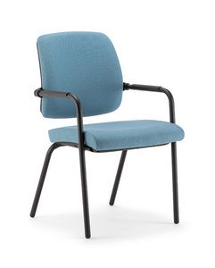 Kos Soft 02 BK, Padded chair with armrests, black finish metal base