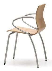 WEBWOOD 359, Chair with beech plywood shell, with armrests