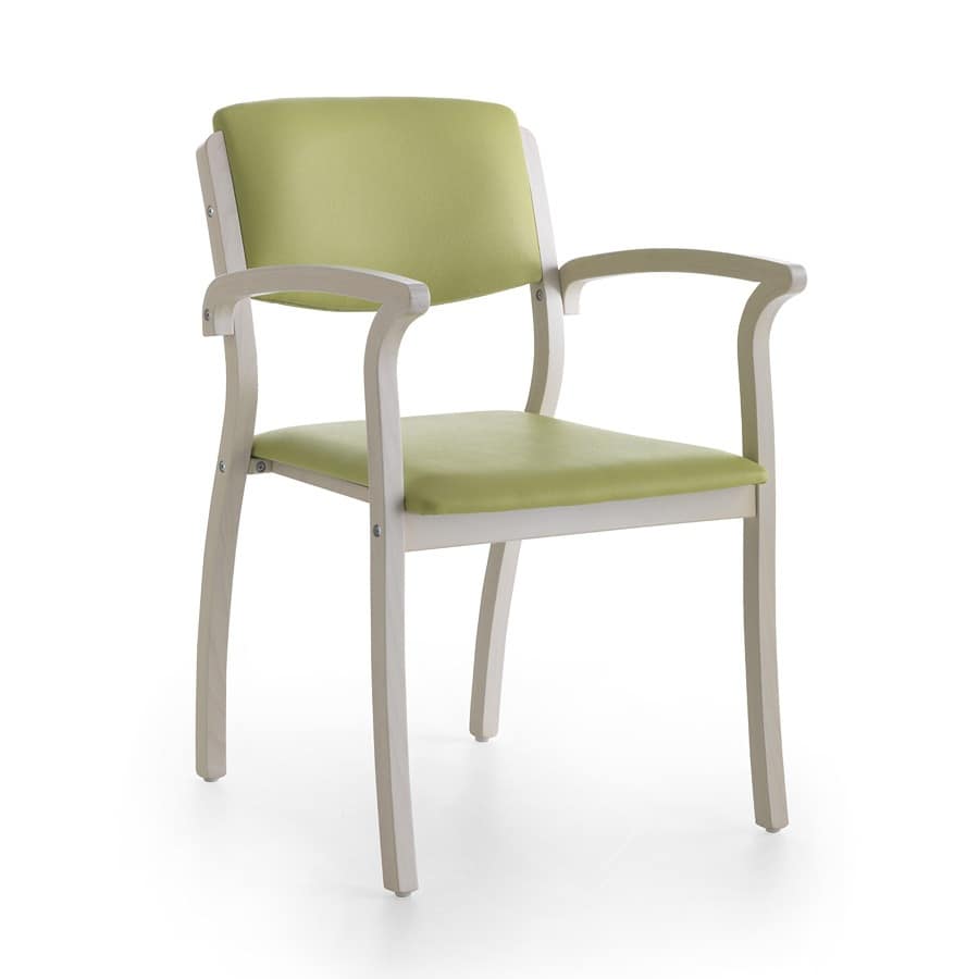 Stable chair with armrests, robust, for waiting room
