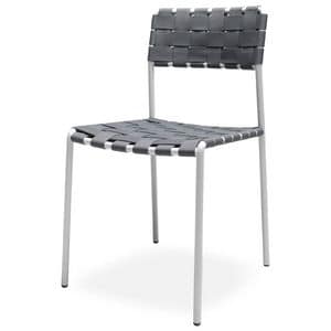 OLA, Metal chair, seat and back made of straps