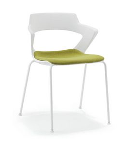 UF 168, Stackable chair in metal and PVC, with perforated back