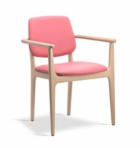 Bice P, Chair with armrests with a versatile, handy and practical style