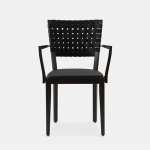 Chicago 124 armchair, Chair with armrests, with hand-woven leather backrest