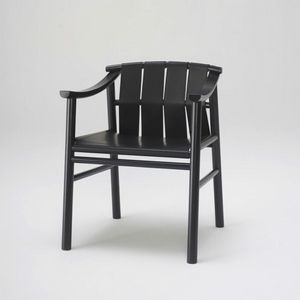 Haiku leather armchair, Armchair in ash wood and leather