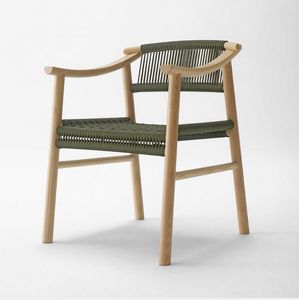 Haiku nautical rope armchair, Chair with armrests, in ash and nautical rope