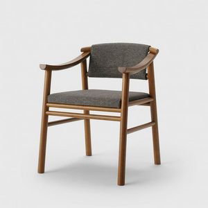 Haiku padded armchair, Chair with armrests, in ash wood, padded
