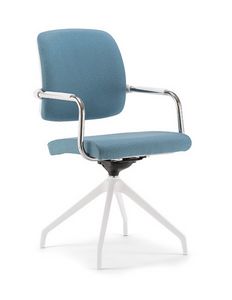 Kos White Soft 05, Padded chair with armrests, swivel metal base
