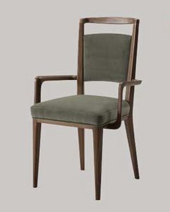 Mil chair with armrests, Wooden chair with armrests, for living room