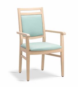 Pina P, Armchair in wood, upholstered