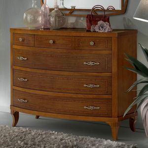 Anthologia ANTN1053, Inlaid shaped chest of drawers with 4 drawers