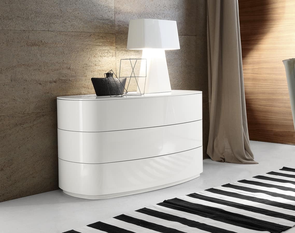 Design chest of drawers with 3 drawers, with curved lines | IDFdesign
