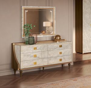 Romantica 6 drawer dresser, Dresser with 6 drawers, marble finish