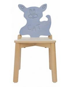 ANIMALANDIA - Cat, Stackable chair in beech, back with cat shape