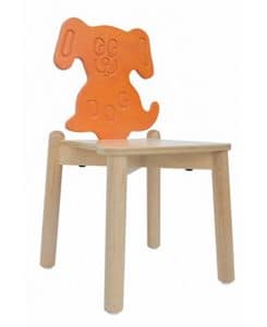 ANIMALANDIA - Dog, Stackable chair, made of beech wood, birch backrest