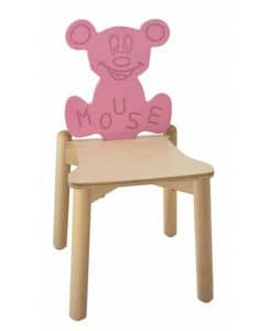 ANIMALANDIA - Mouse, Stackable chair in beech and birch, for play areas