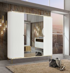 Art. E137 Millerighe wardrobe, Wardrobe with ribbed decoration and 2 mirrored doors