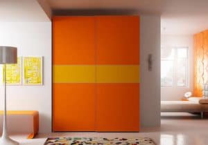 Wardrobe Slider AS 17, Wardrobe with doors with stripes horizontally colored