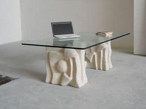 Archivio, Sofa table, stone base, for office waiting room