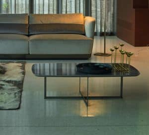 ELYSEE living room coffee table, Rectangular coffee table with cross base and rounded corners