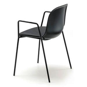 Mni AR-4L, Padded stackable chair, with 4 steel legs