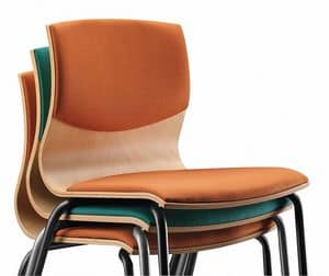 WEBWOOD 353 S, Chair with metal frame, upholstered wooden shell