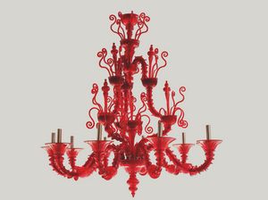 ROSSO, Luxurious Rezzonico style chandelier, ruby red