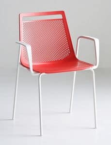 Akami TB, Chair with arms, with metal legs and plastic shell