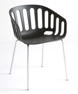 Basket Chair NA, Chair with metal base, techno polymer seat
