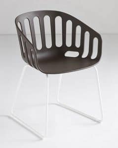 Basket Chair ST, Chair with sled metal base, shell polymer