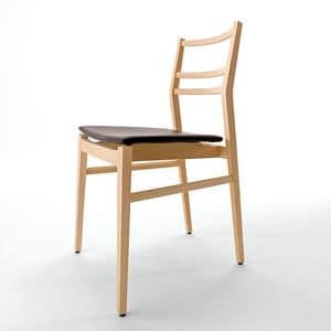 Gi R/SU, Design chair, upholstered seat, Horizontal slats backrest