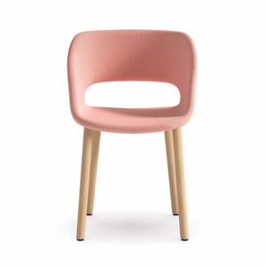 Kabira 4WL, Chair with a refined design, with wooden legs