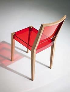 Together chair, Chair in wood and transparent thermoplastic, for contract use
