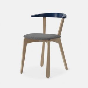 Giordy chair, Wooden chair with drop-shaped legs and curved backrest