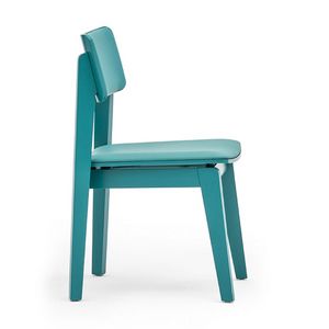 Offset 02813, Chair in solid wood, upholstered seat and back