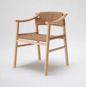 Haiku straw armchair, Chair in ash, seat and back in straw