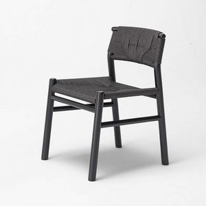 Haiku straw chair, Wooden chair with straw seat and backs