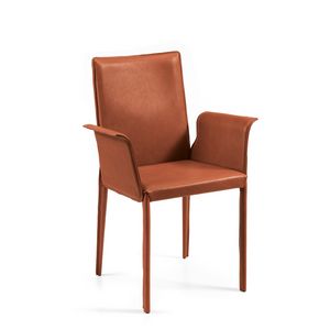 Anemone low br, Chair with leather seat, for hotel room