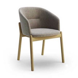 Dory P legno, Armchair with wooden legs, soft padding