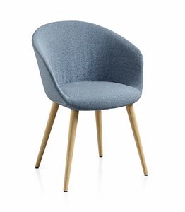 Flower, Padded chair, with 4 legs in solid beech