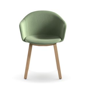 Mni Armshell fabric WL, Upholstered armchair with wooden base